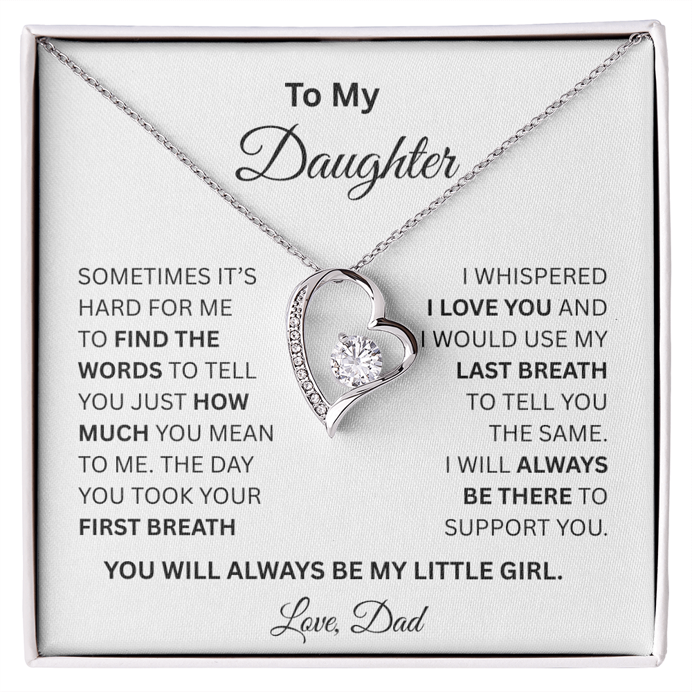 Gift for Daughter Love Dad "My Little Girl" Necklace