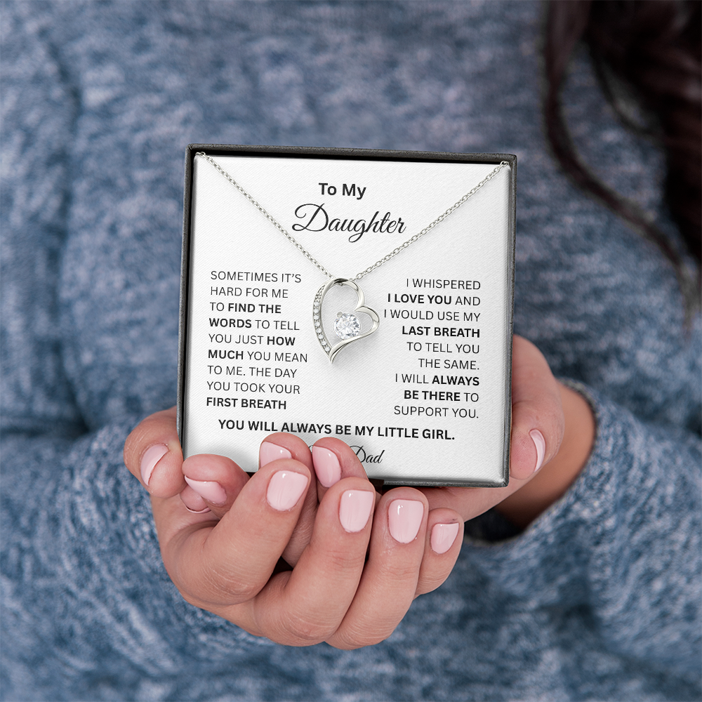 Gift for Daughter Love Dad "My Little Girl" Necklace