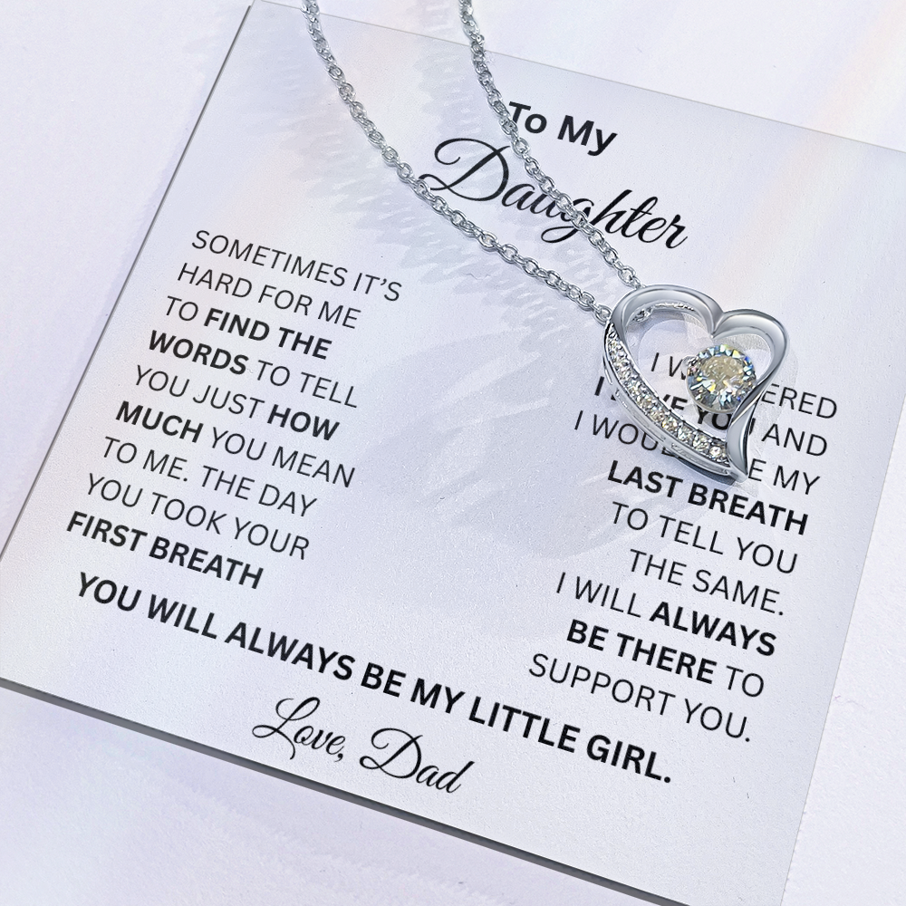 Gift for Daughter Love Dad "My Little Girl" Necklace